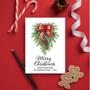 Elegant Christmas Wreath Holiday Card