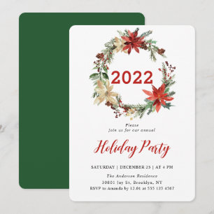 Elegant Christmas Wreath Holiday Party Invitation