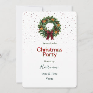 Elegant Christmas Wreath Invitation