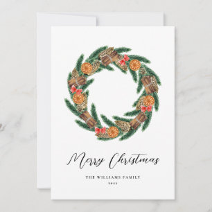 Elegant Christmas Wreath Non-Photo Holiday Card