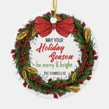 Elegant Christmas Wreath Personalised Ornament