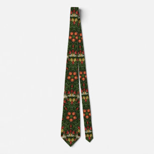 Elegant Christmas Wreath Red Green Kaleidoscopic Tie