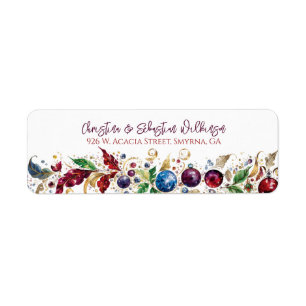 Elegant Christmas Wreath Return Address Label