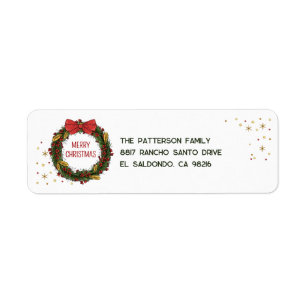Elegant Christmas Wreath Return Address Labels
