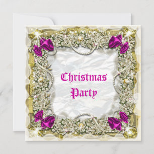 Elegant Christmas wreath snow pink white Invitation