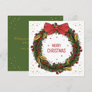 Elegant Christmas Wreath Square Greeting Card