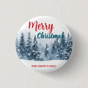 Elegant Christmas Xmas winter pine tree forest Hol 3 Cm Round Badge