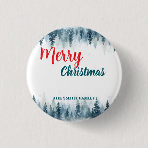 Elegant Christmas Xmas winter pine tree forest Hol 3 Cm Round Badge