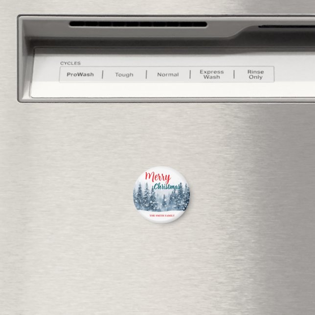 Elegant Christmas Xmas winter pine tree forest Hol Magnet (In Situ (Dishwasher))