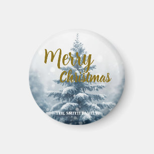 Elegant Christmas Xmas winter pine tree forest Magnet
