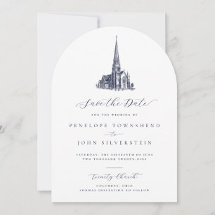 Elegant Church Illustration Formal Wedding Arch Save The Date