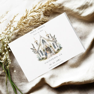 Elegant Church Watercolor Venue Manor Wedding Save The Date