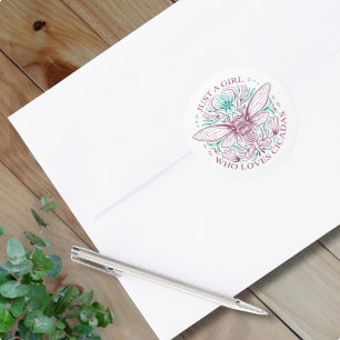 Elegant Cicada Insect Quotation for Girls Classic Round Sticker