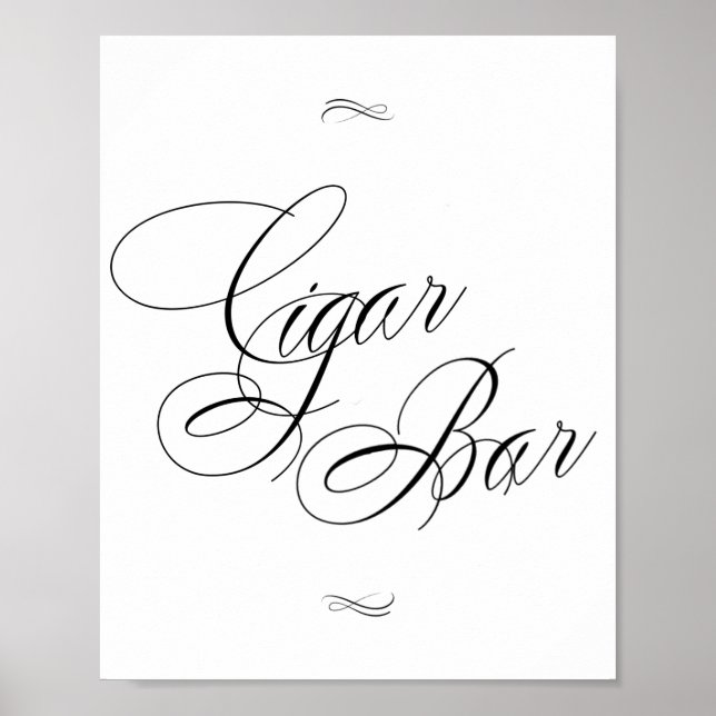 Elegant Cigar Bar Black Calligraphy | Chic Table Poster (Front)