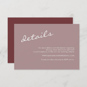 Elegant Cinnamon Rose Script Wedding Details Enclosure Card