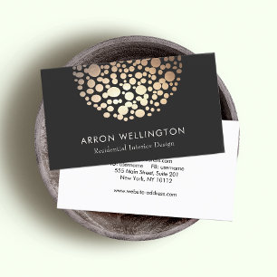 Elegant Circle Gold  Sphere Black Modern Business Card