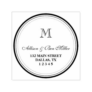 Elegant Circle Monogram Name & Address Self-inking Stamp
