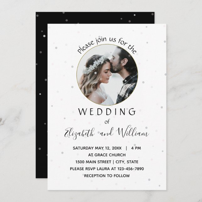 Elegant Circle Photo Wedding Invitation (Front/Back)