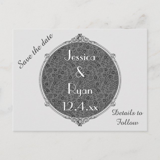 Elegant Circle Save the Date Announcement Postcard (Front)