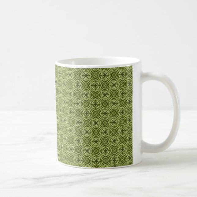 Elegant Circles Mug, Olive Green Coffee Mug (Right)