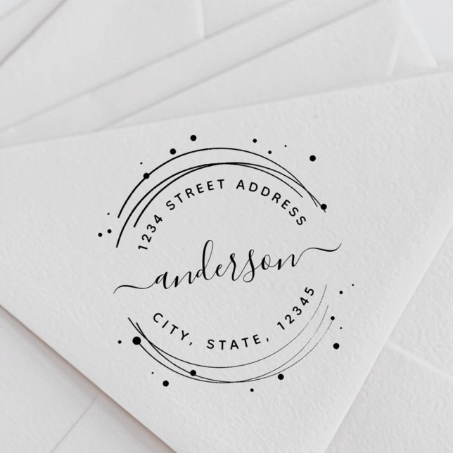 Elegant Circular Calligraphy Name Return Address Self-inking Stamp (Creator Uploaded)
