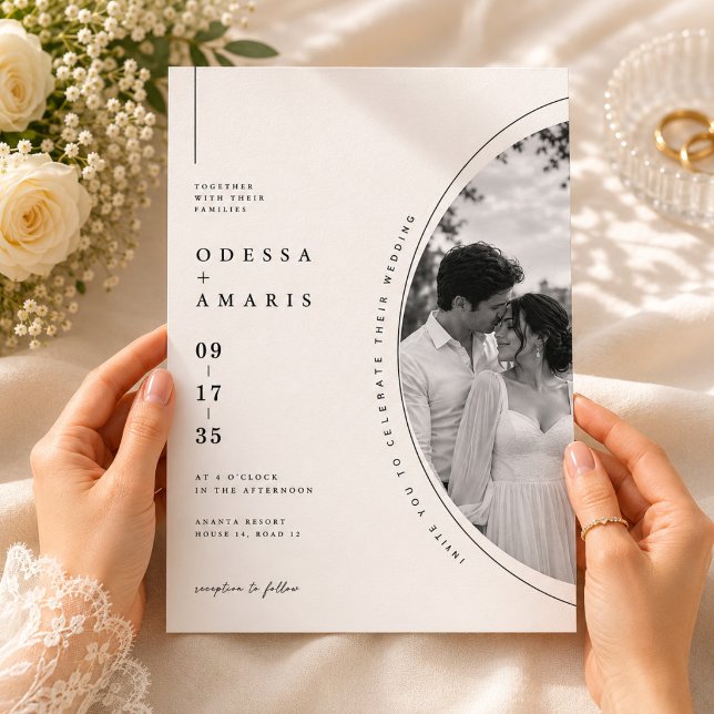 Elegant Circular Frame Wedding with Romantic Photo Invitation (Creator Uploaded)