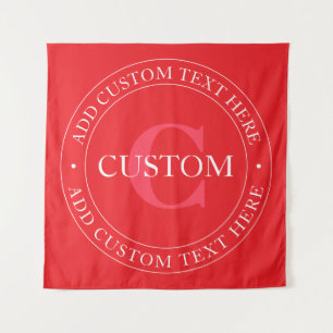 Elegant Circular Text Template Editable Red White Tapestry