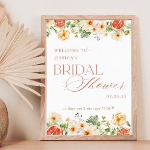 Elegant Citrus Floral Bridal Shower Welcome Sign