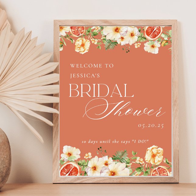 Elegant Citrus Floral Bridal Shower Welcome Sign (Creator Uploaded)