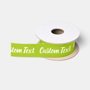 Elegant Citrus Green White Script Text Template Satin Ribbon