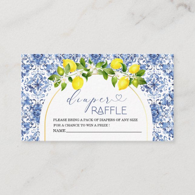 Elegant Citrus Lemon  Watercolor baby shower diape Enclosure Card (Front)