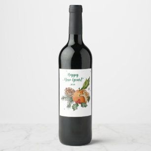 Elegant Citrus New Year’s Design Wine Label