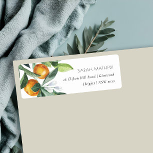 Elegant Citrus Orange Botanical Boho Address Return Address Label