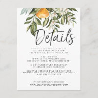 Elegant Citrus Orchard Boho Wedding Guest Details