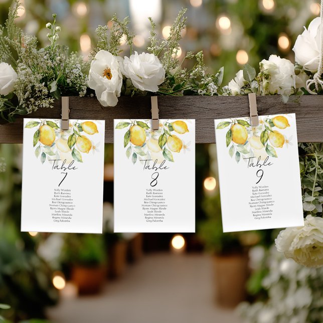 Elegant citrus table number seating chart cards (Creator Uploaded)