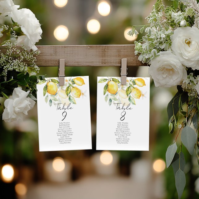 Elegant citrus table number seating chart cards (Creator Uploaded)