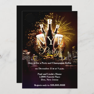 Elegant City Lights New Years Eve Party Invitation