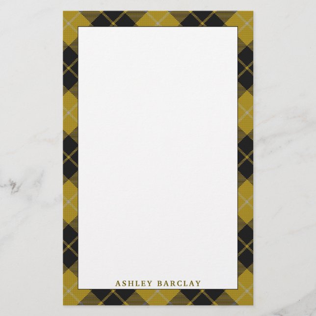 Elegant Clan Barclay Yellow Dress Tartan Plaid Stationery (Front)