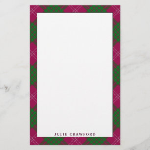 Elegant Clan Crawford Tartan Plaid Stationery