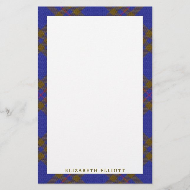 Elegant Clan Elliot Elliott Tartan Plaid Stationery (Front)