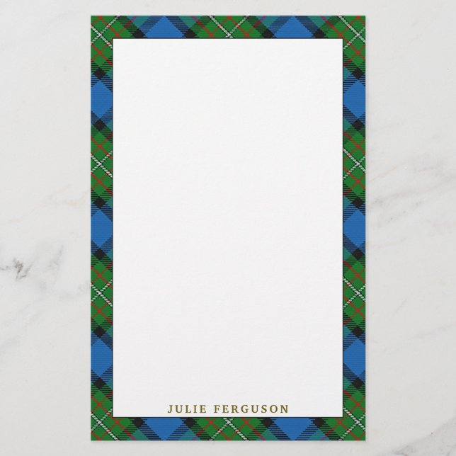 Elegant Clan Fergusson Ferguson Tartan Plaid Stationery (Front)