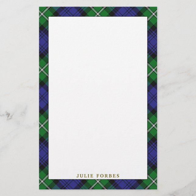Elegant Clan Forbes Tartan Plaid Stationery (Front)