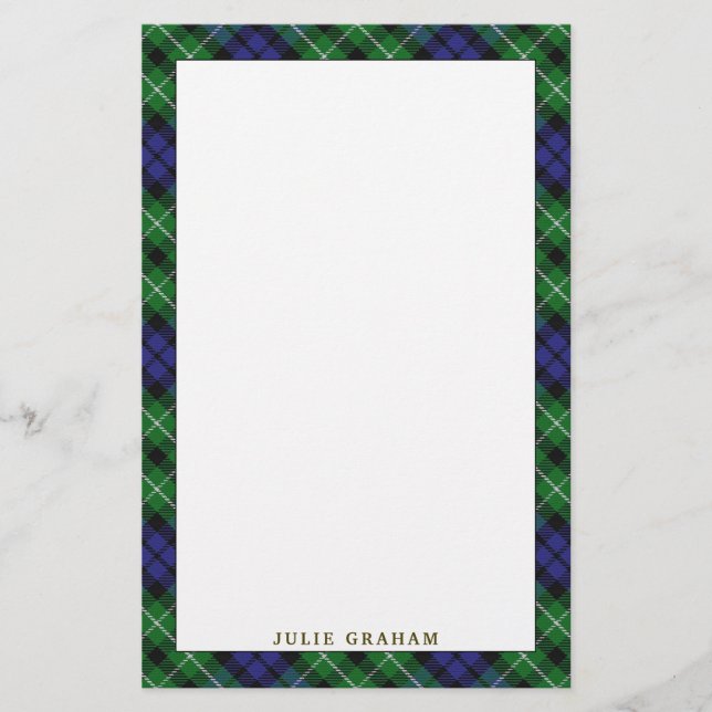 Elegant Clan Graham Tartan Plaid Stationery (Front)