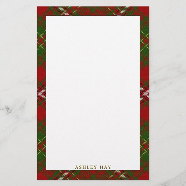 Elegant Clan Hay Tartan Plaid Stationery (Front)