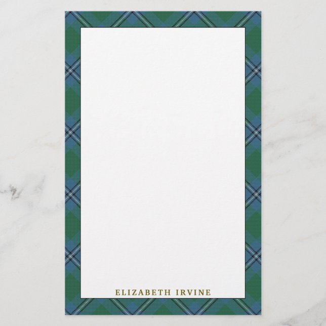 Elegant Clan Irvine Irwin Tartan Plaid Stationery (Front)