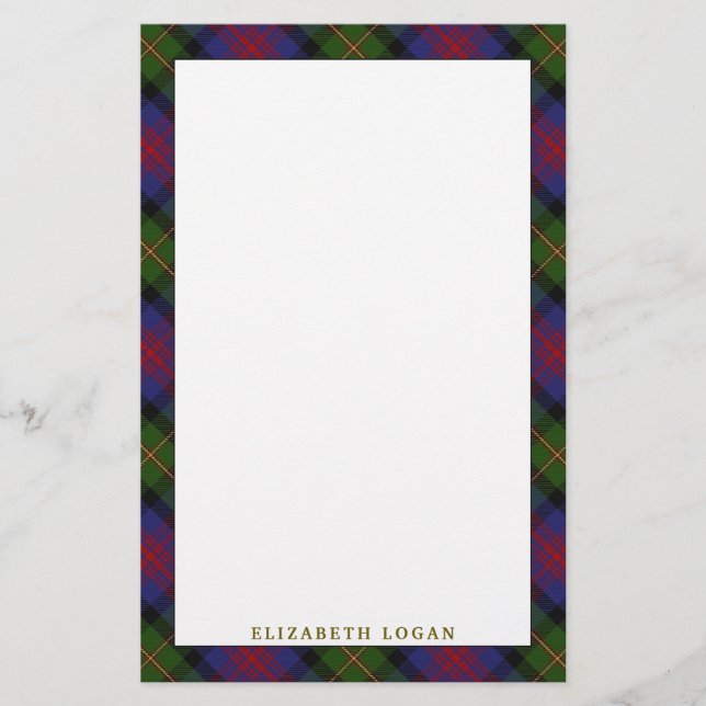Elegant Clan Logan Tartan Plaid Stationery (Front)