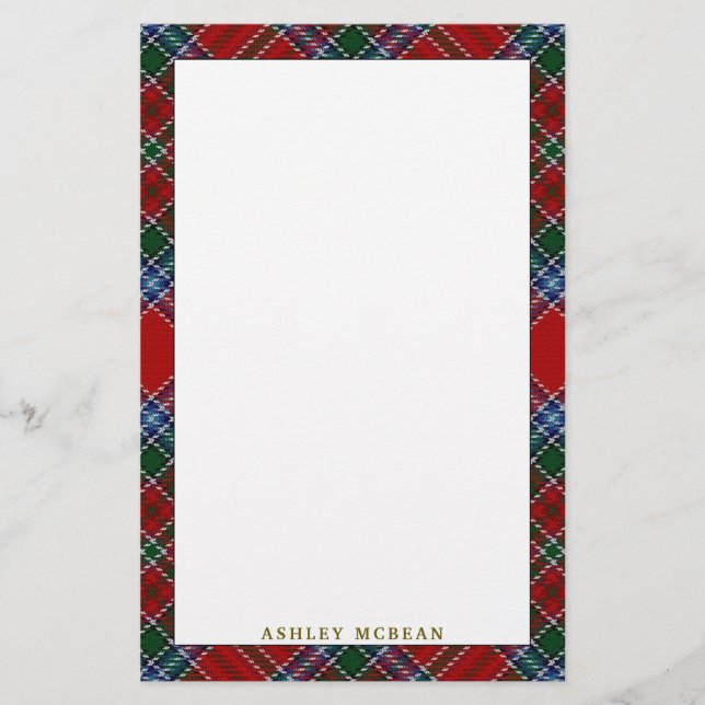 Elegant Clan MacBean MacBain Tartan Plaid Stationery (Front)