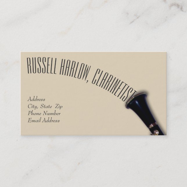 Elegant Clarinet Business Card (Front)