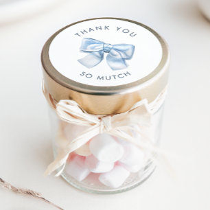 Elegant Clasic Baby Blue Watercolor Bow Thank You Classic Round Sticker
