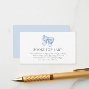 Elegant Clasic Blue Coquette Bow Books For Baby Enclosure Card